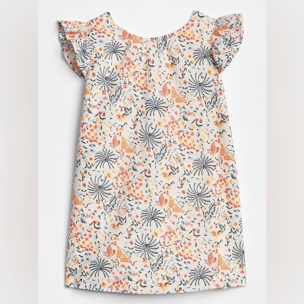 GAP Ruffle Floral Butterfly Summer Sleeveless Dress with Ruffle 12-18M